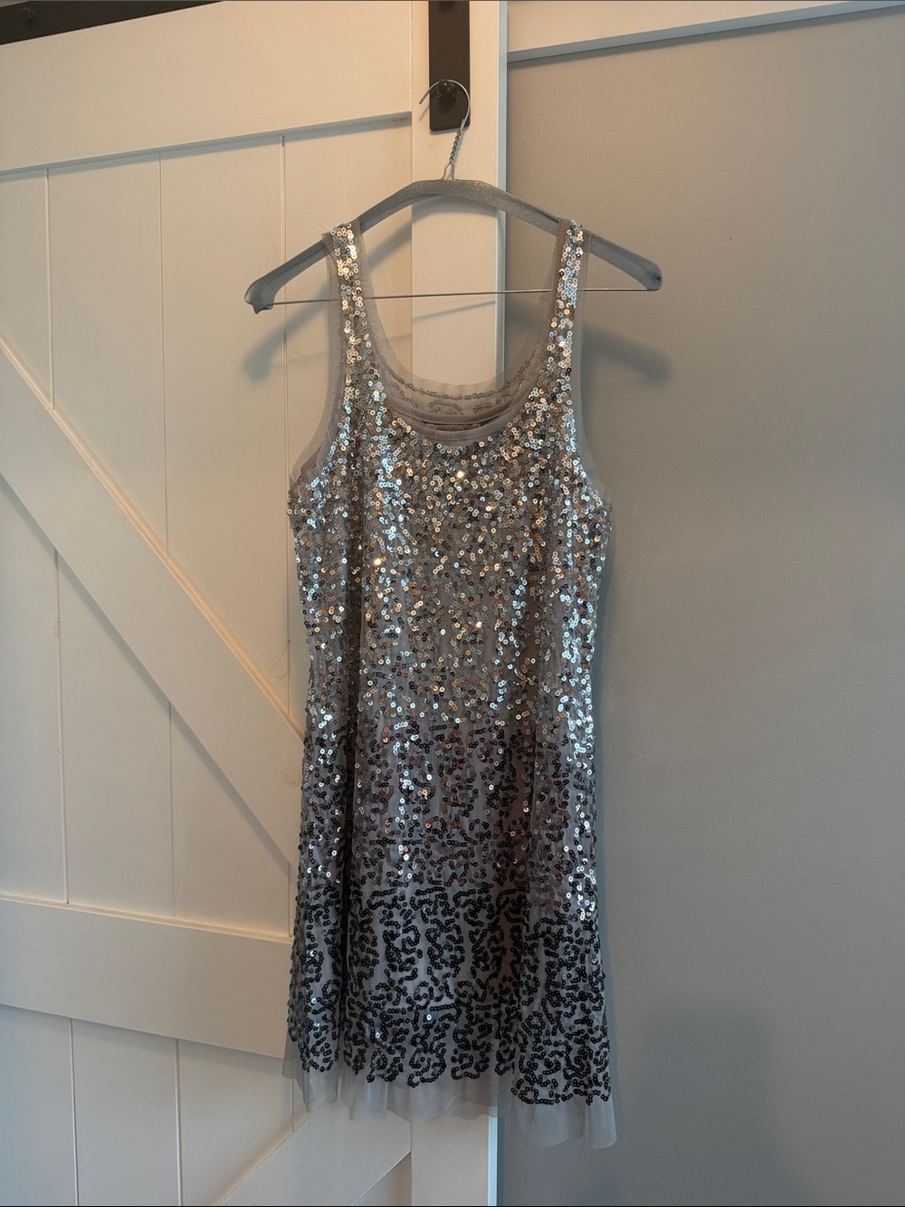 Arden B Silver Sequin Tank Mini Dress